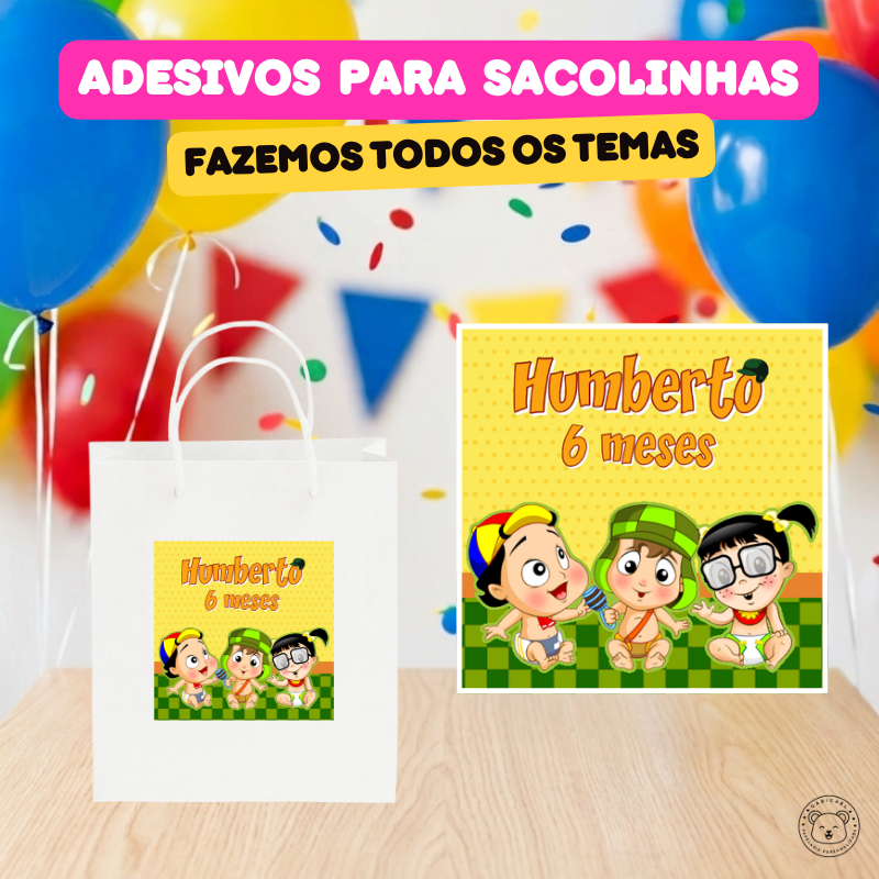 ENVIO RÁPIDO Adesivo Rótulo Personalizado para Sacolinha Turma do Chaves Baby | Aniversário, Festa, Lembrancinhas, Mimos