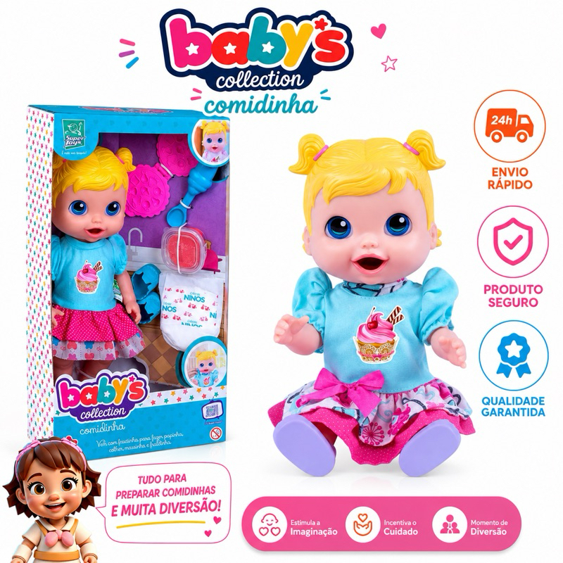 Boneca Baby Comidinha Alive Menina Come E Faz Caquinha C/ Acessórios - Super Toys