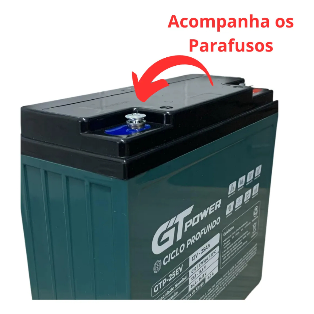 Kit 4 Baterias 25ah GT POWER Ciclo Profundo P/Skate Elétrico/Bike Elétrica/ Patinete Elétrico/Nobreaks/Moto elétrica 48v — imagem 2 de 2