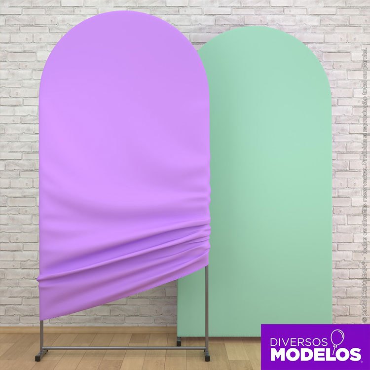 Capa Painel Romano Dupla Face 2x1m Arco Duas Cores Decoração Festa Aniversário Cores Lisas Festa Veste Fácil Sublimado