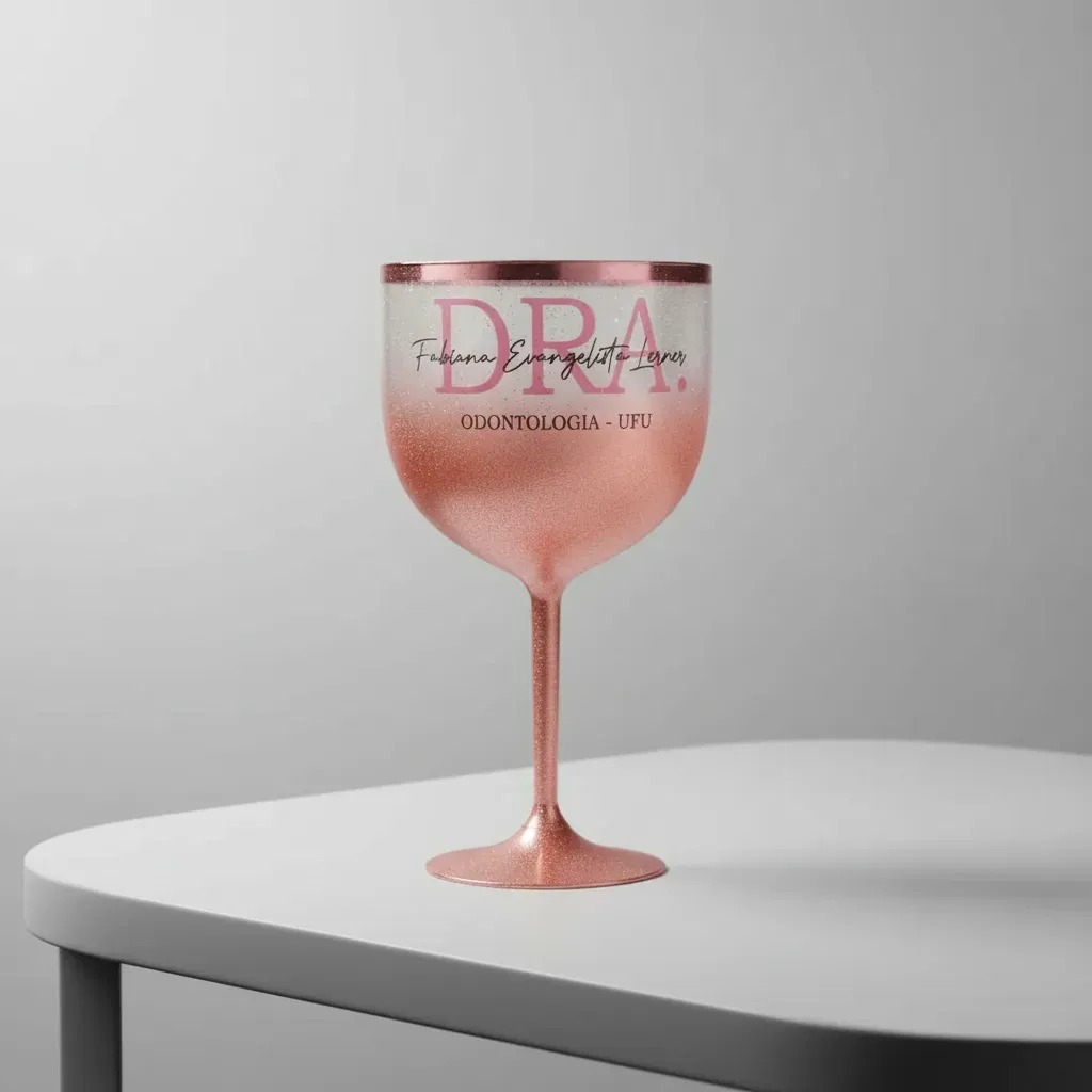 Kit 20 Taças de Gin 450 ml Degradê com Borda + Glíter Personalizadas