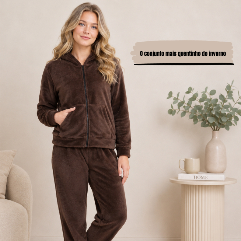 Conjunto Juvenil Feminino Soft (Flece) Peluciado Quentinho Confortável Inverno