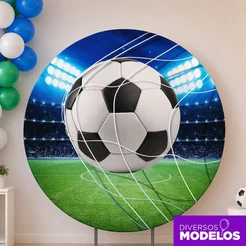 Painel Redondo Futebol 150x150 Decoração Festa Sublimado Em Tecido C/Elástico