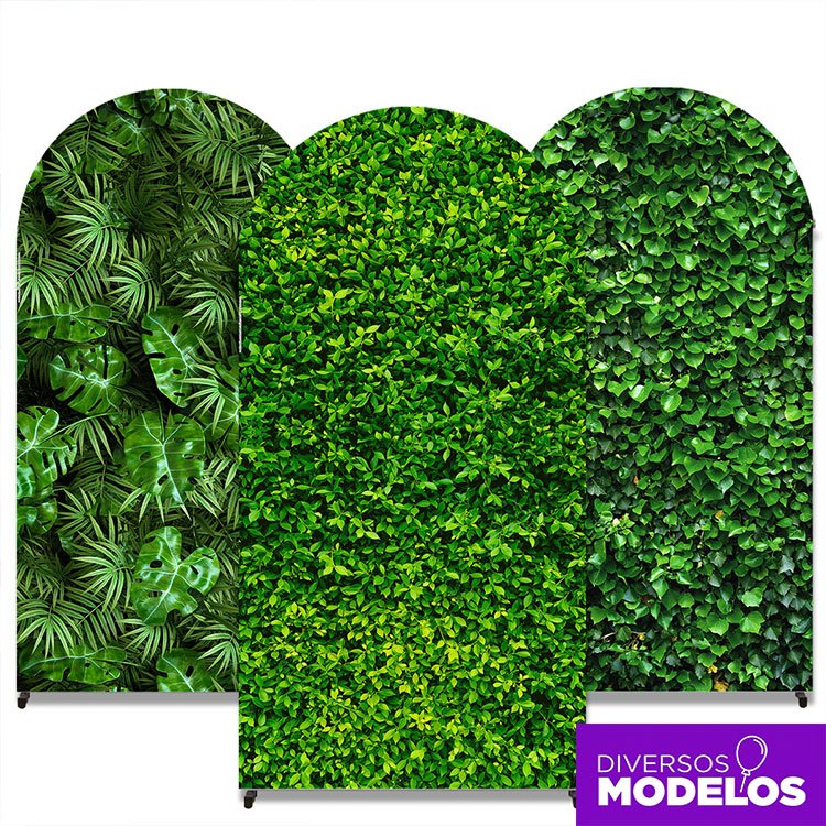 Painel Romano Muro Inglês Folhagem Decoração Festa Sublimado Em Tecido Com Elást