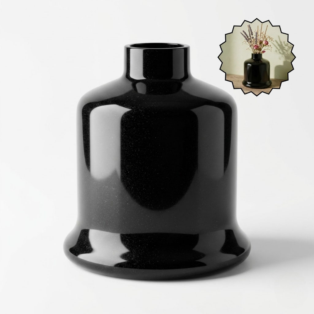 1, 2 ou 4 vasos decorativo de flores e plantas preto feito em vidro - moderno minimalista 13cm