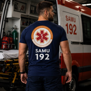 camiseta masculina 100% algodão urgência e emergência leve respirável -envio imediato