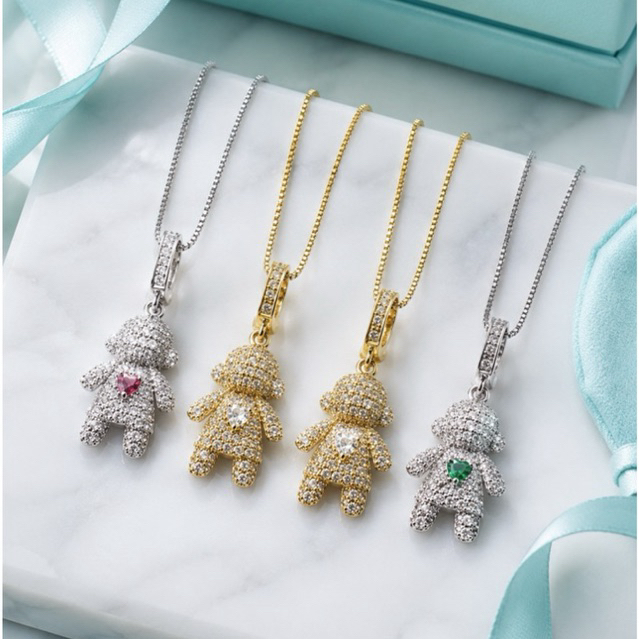 COLAR FILHOS MENINA E MENINO CRAVEJADOS PEDRAS DE ZIRCÔNIA FOLHEADOS A OURO BRANCO E OURO 18k + EMBALAGEM DA MARCA