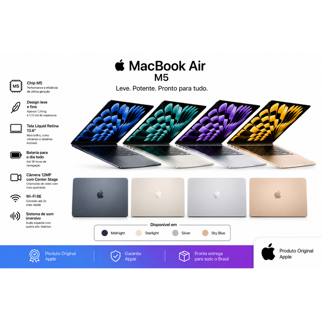 MacBook Air M5 512GB SSD e 16GB Ram 13 Polegadas