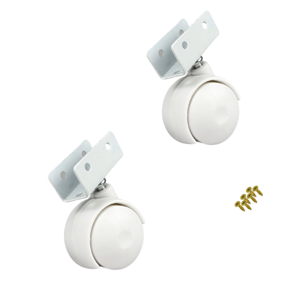 Kit 2 Rodizio Branco Roda Rodinha Berço Cama Chapa U 20mm