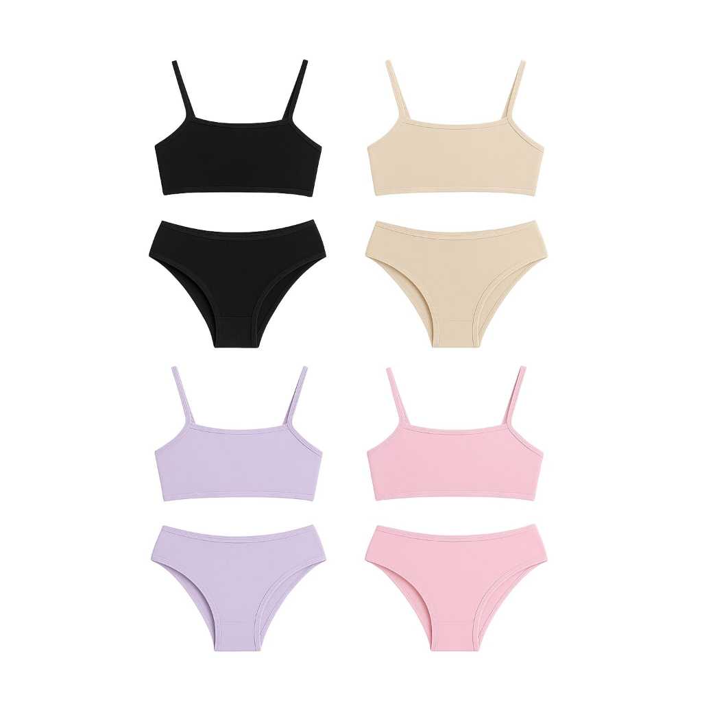 kit 5 conjunto feminino infantil top e calcinha cotton juvenil algodao pré adolescente