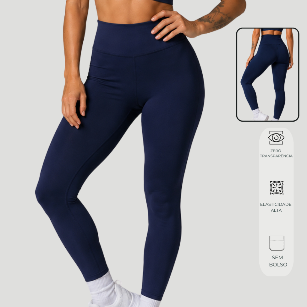 Calça Legging Feminina Cintura Alta Academia Sem Bolso Zero Transparência Treino Confortável