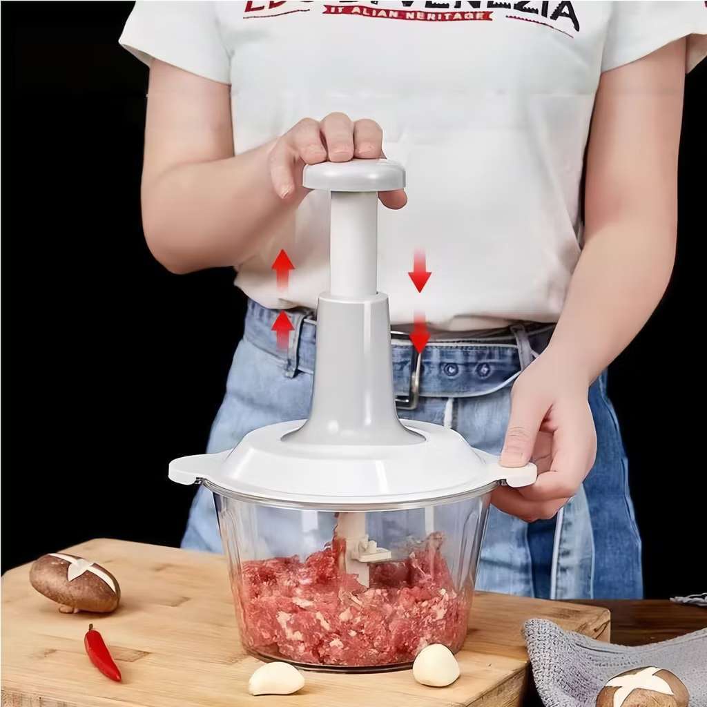 Triturador 1.5L De Alimentos Processador Cortador Manual Para Legumes Carne Alho Trava de Seguranca