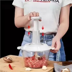 Triturador 1.5L De Alimentos Processador Cortador Manual Para Legumes Carne Alho Trava de Seguranca