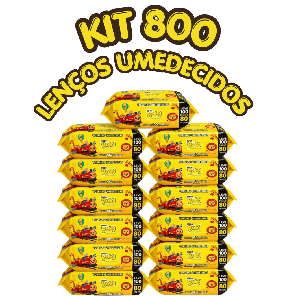 Caixa 8 Pacotes Toalha Umedecida Lenço Higienico Pippo Baby Sem Tampa Flip 800 Folhas