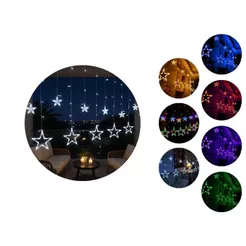 Cascata Estrela Led Com Estrelas Decoração 8 Funções Natal Pisca