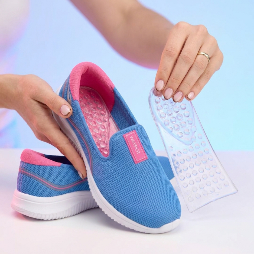 Tênis sapatilha casual ortopédico feminino slip on calce fácil academia lazer
