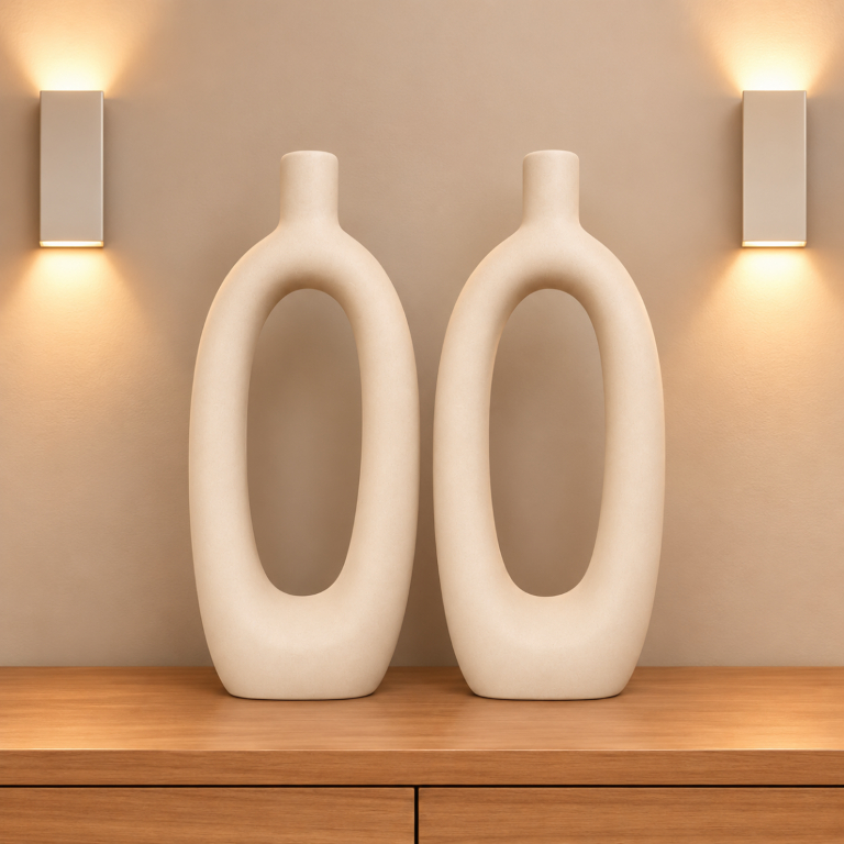 VASOS DECORATIVOS CERAMICA DESIGN VAZADOS MODERNO ELEGANTE DECORAÇÃO SALA QUARTO NUDE PRETO FOSCO