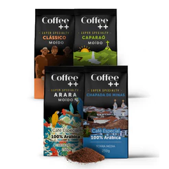 Kit 4 Pacotes Café Especial Torrado e Moído Coffee Mais Clássico, Caparaó, Chapada e Arara