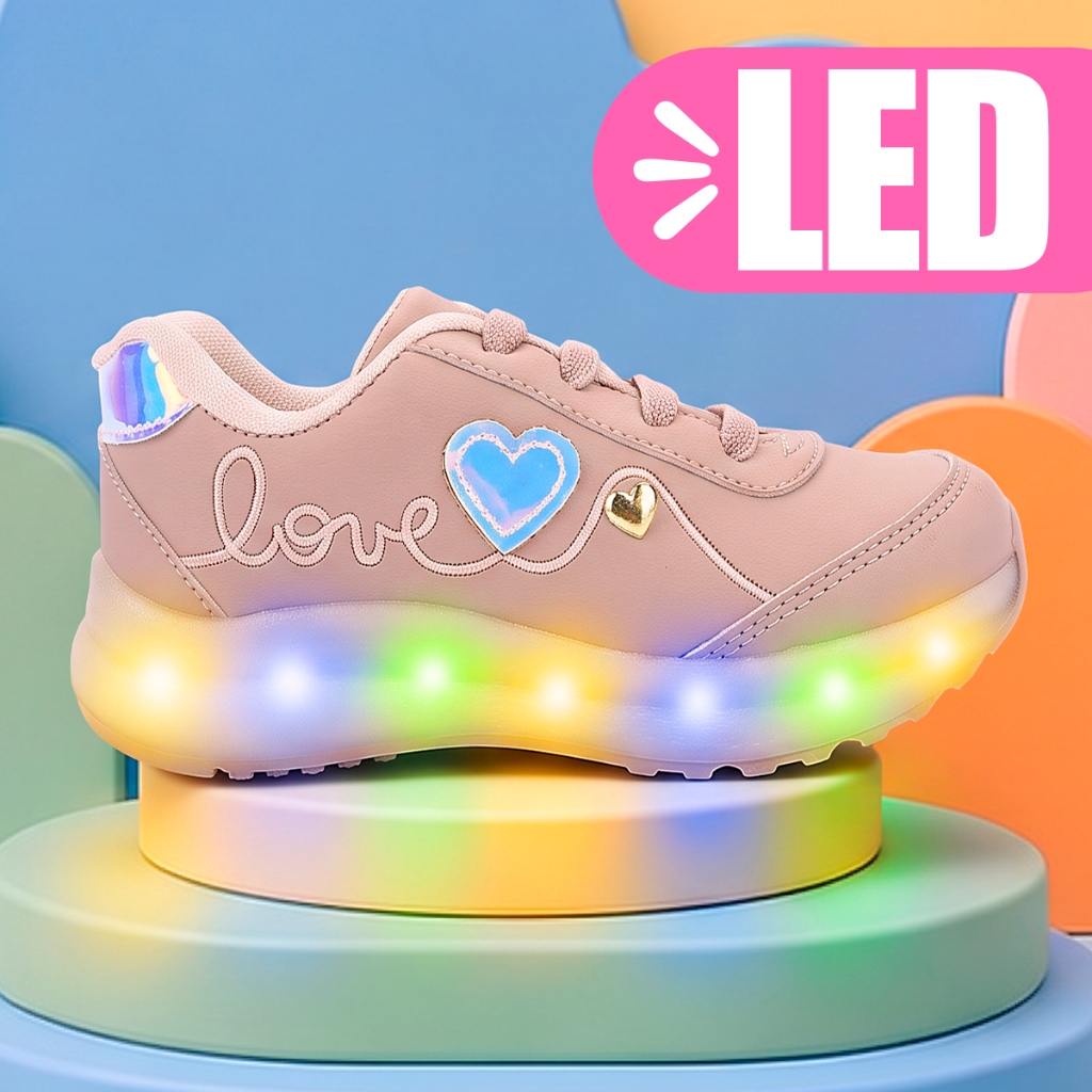 Tenis Infantil Menina Feminino Led Pisca Pisca Sapato De Menina
