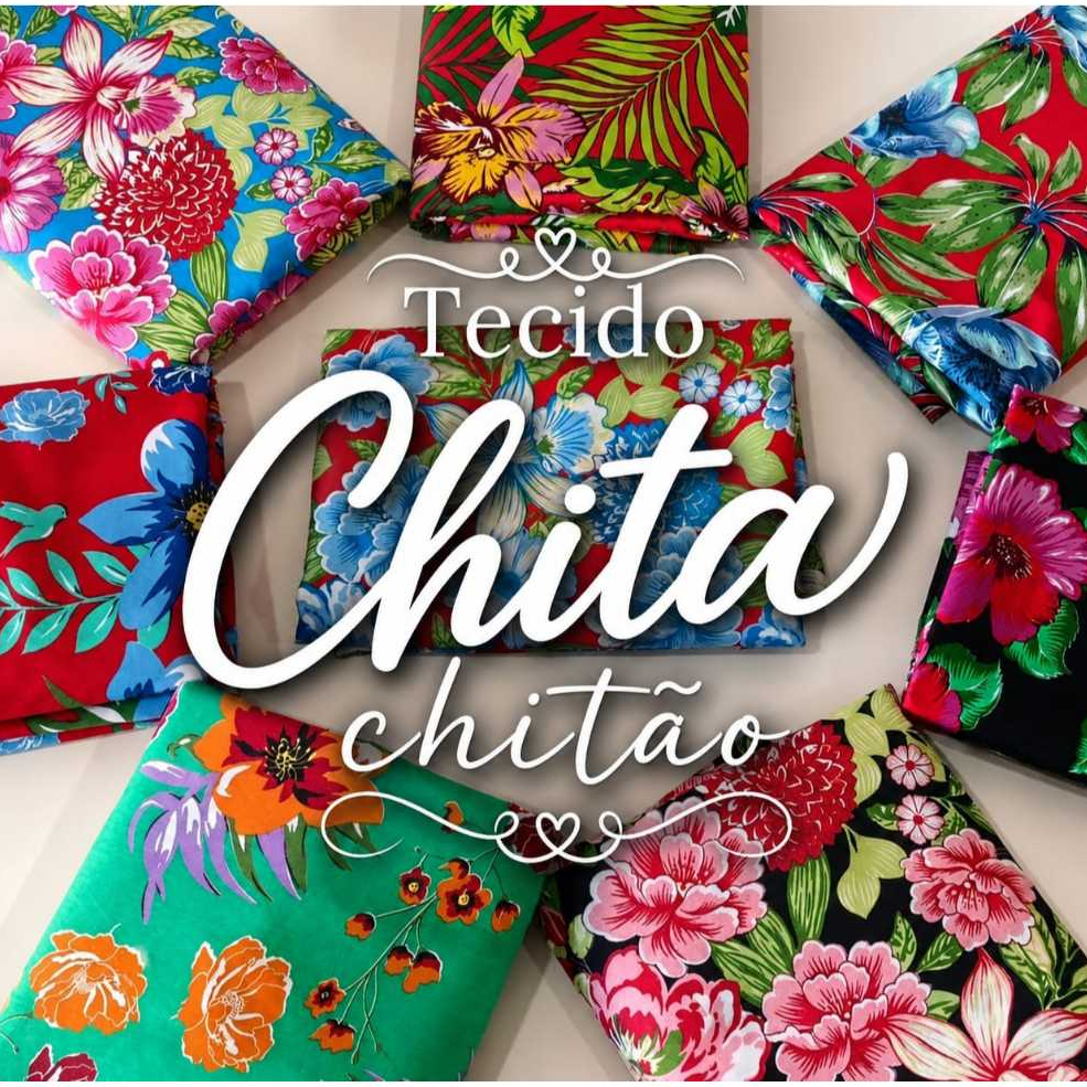 Tecido Chita Chitão Estampado 1 ou 2 Metros para Festa Junina Vestido Caipira Toalha de Mesa Decoração e Artesanato