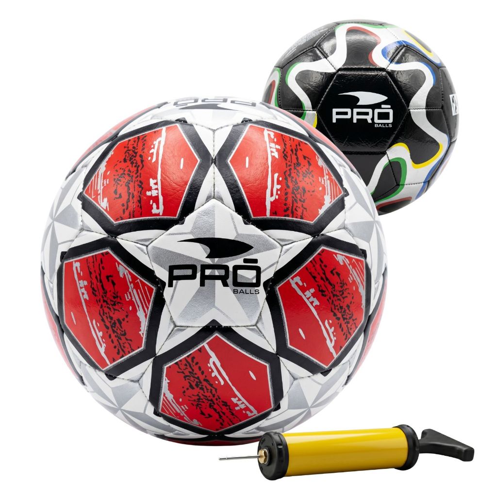 Kit 2 Bolas de Futebol com Bomba Jogo e Treino Copa do Mundo Campo Quadra Society