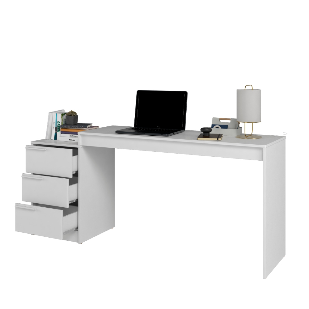 Escrivaninha Com 3 Gavetas, Mesa de Escritório Home Office 177,5cm em MDP 12mm