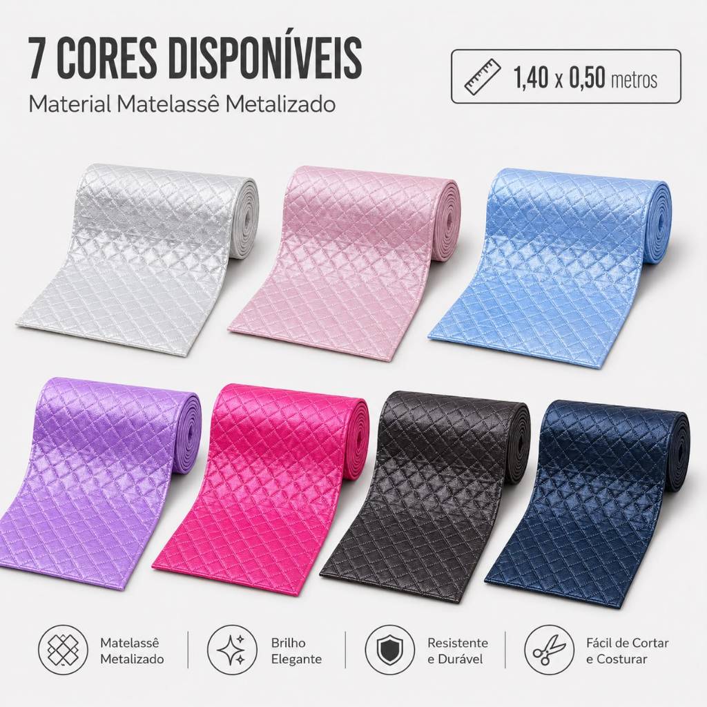 Courino Corino Matelasse PVC Dijon Metalizado Lembrancinhas, bolsas, laços, estofados ( largura 1,40m)