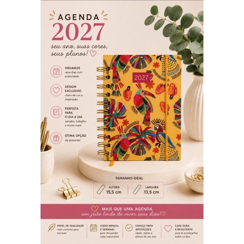 AGENDA 2027 FEMININA CAPA DURA|ESPIRAL|336 PÁGINAS🩷