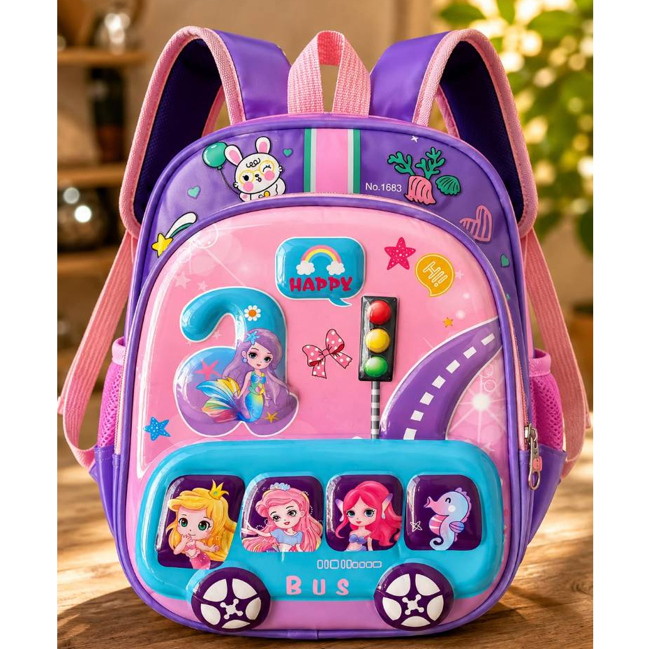 Mochila Bolsa Escolar Infantil Meninas e Meninos Personagens 3D Creche
