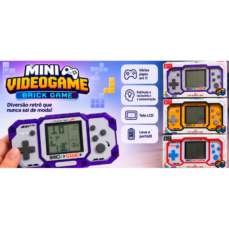 Mini Videogame Brick Game Portátil 3 Cores Jogos Clássicos