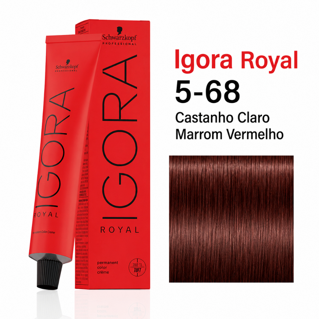 Tinta 5-68 Castanho Castanho Claro Marrom Vermelho Igora Royal Coloração Permanente Schwarzkopf  Professional 60g