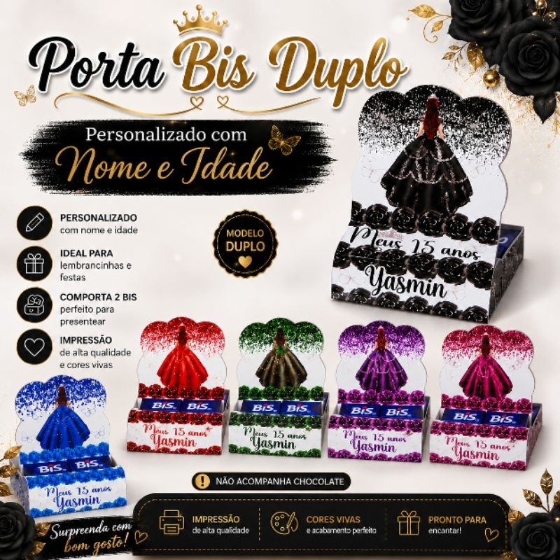 Porta Bis Personalizado Azul, 15 anos, Debutante, ESCOLHA A COR, Lembrancinha Festa de Aniversário