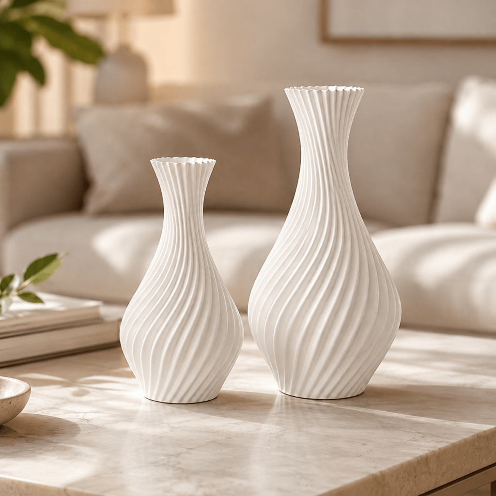 Kit 2 Vasos Espiral Decorativos em Espiral Decoração Moderna para Sala e Estante