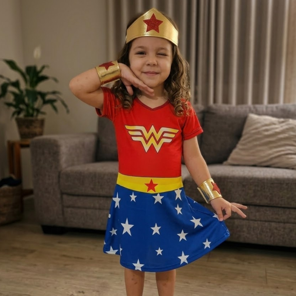 Fantasia Da Mulher Maravilha Infantil Menina Com Acessorios