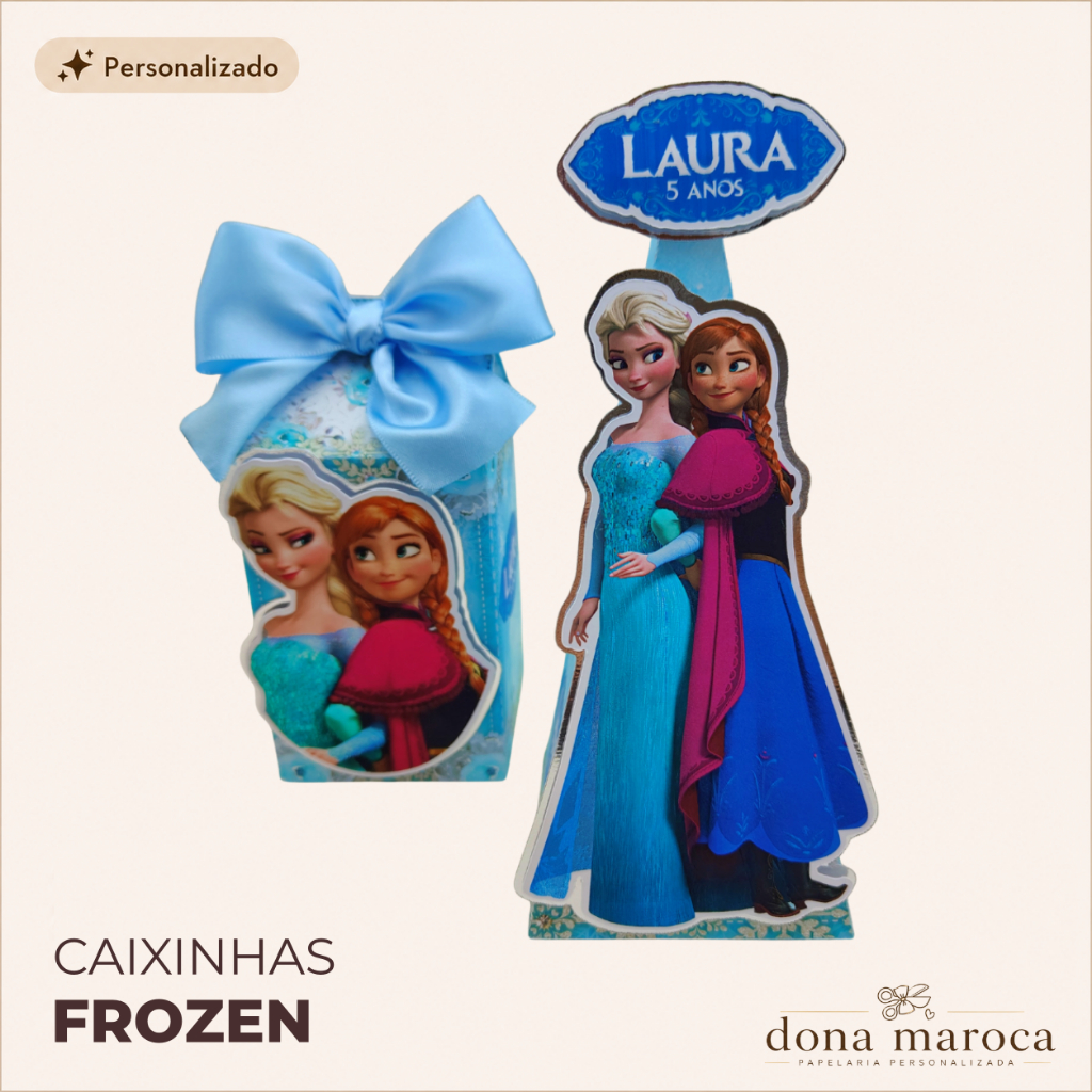Caixinha Frozen Personalizada Lembrancinha Aniversário Infantil Elsa e Anna Festa Princesa