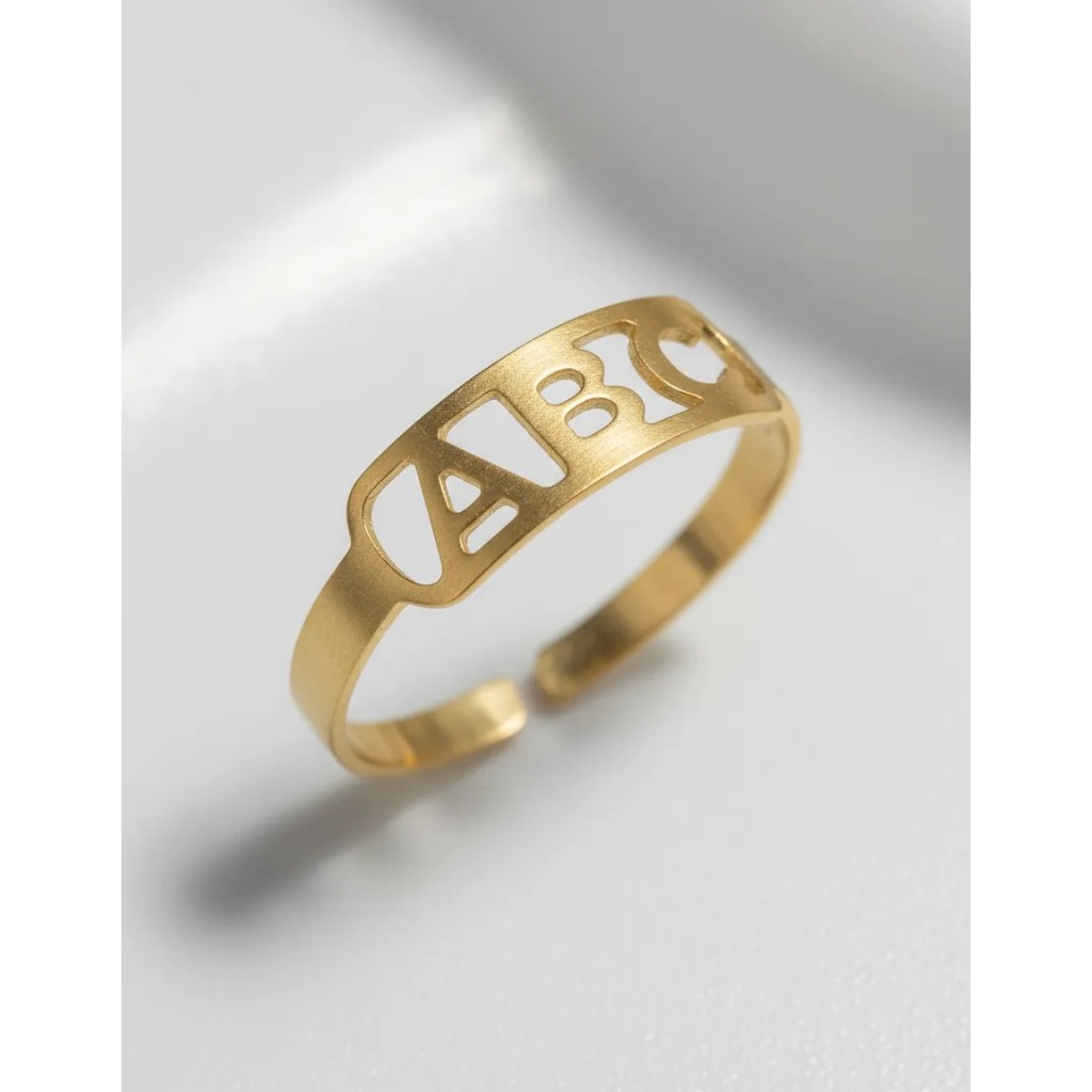 Anel abc Regulavel em banho de ouro 18k formatura infantil anel ajustavel menina e menino anel escolar infantil