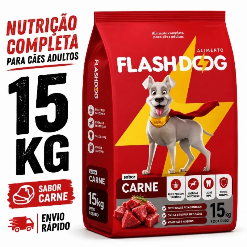 Flashdog Ração para Cães Adultos 15 kg – Nutrição Completa e Econômica