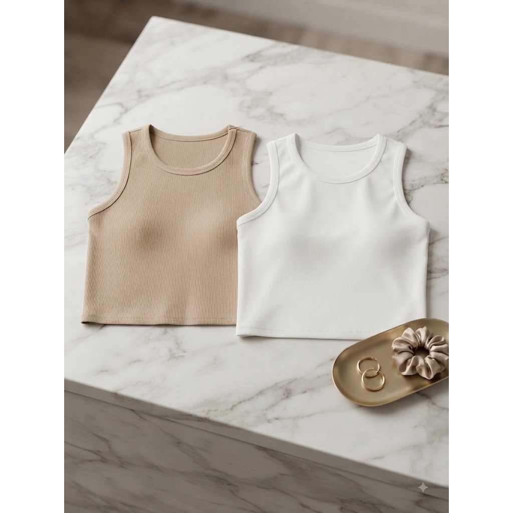 Cropped Feminino Ribana Canelado  - Cropped Regatinha Canelado -  Casual e Academia