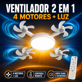 Lâmpada Ventilador de Teto Bivolt com Controle Estilo Drone Moderno e Silencioso - Envio Imediato