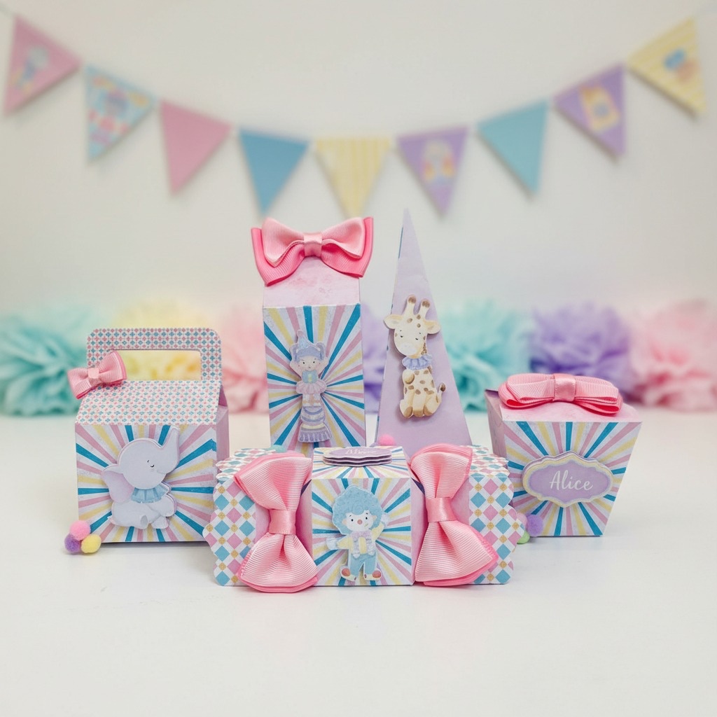 KIT de Personalizados tema Circo Rosa lembrancinhas de festa infantil personalizadas