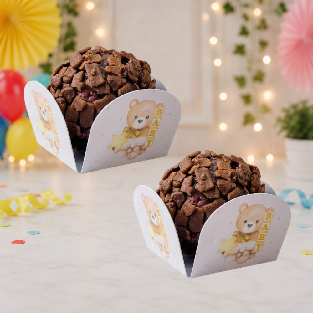Forminhas Personalizadas Chá de Bebê Ursinho Para Confeitaria Doces Brigadeiro Festa Infantil