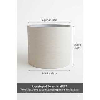 Cúpula Cilíndrica Grande |  | 40x40x30 | Para Luminária Pendente ou Abajur de Chão