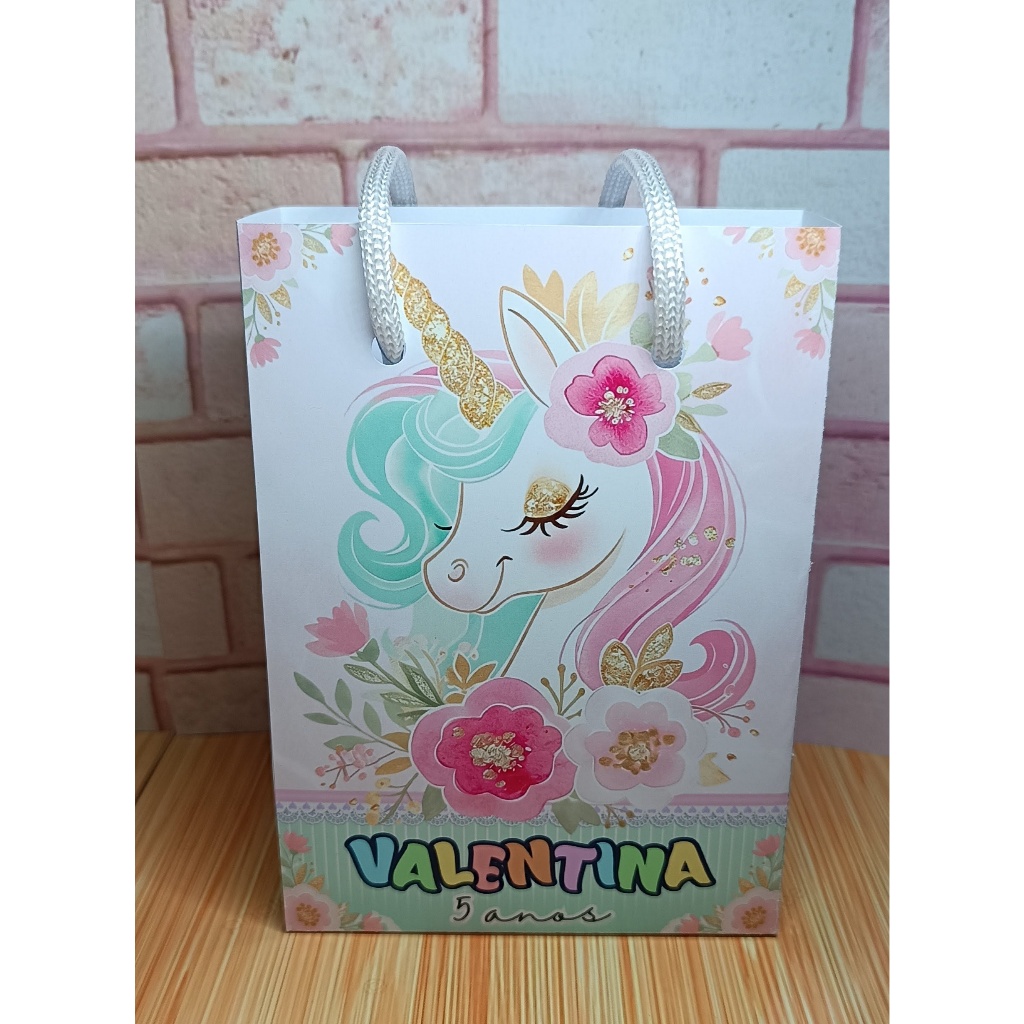 Sacola Sacolinha Personalizada lembrancinha aniversario  Unicornio