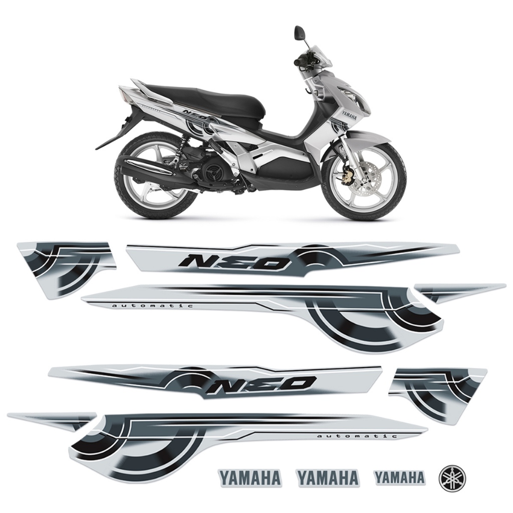 Kit Adesivos Para Yamaha Neo 115 2010 Moto Prata + Emblema