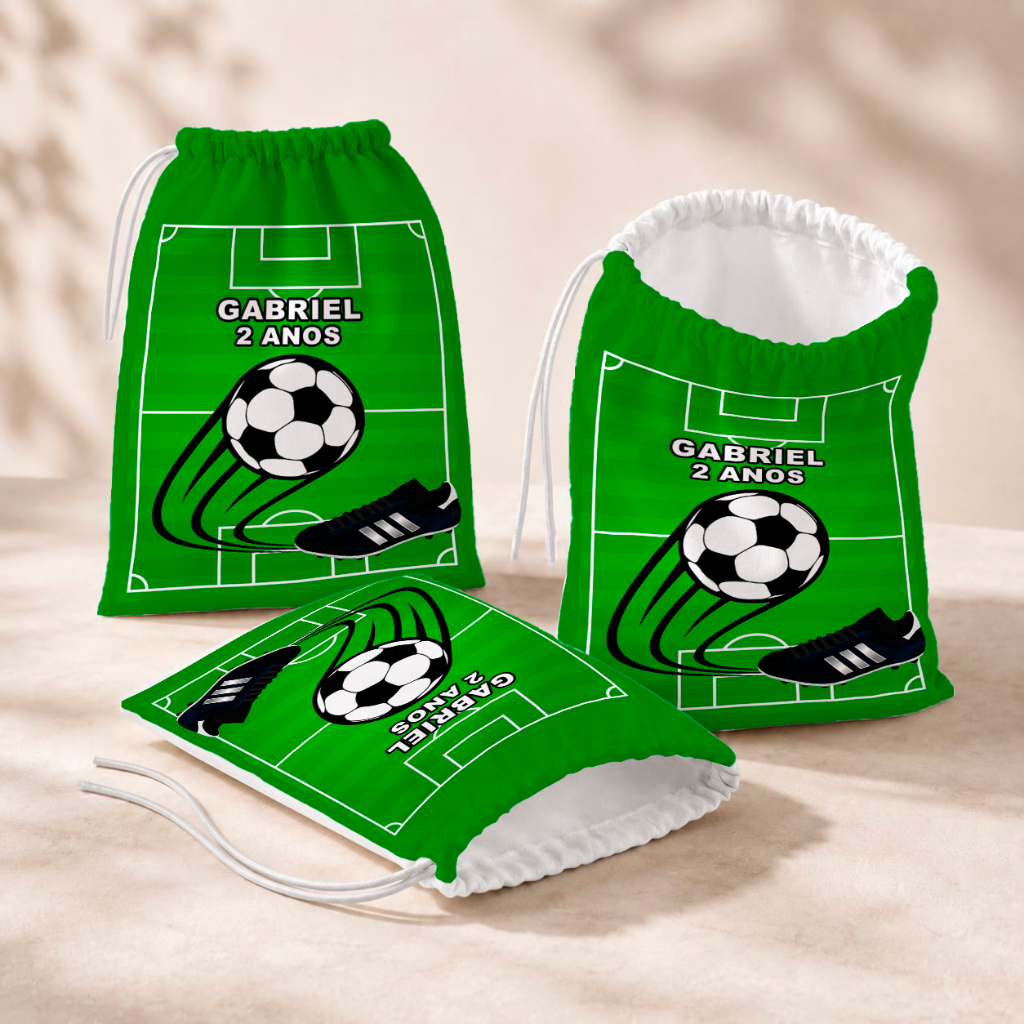 20 Sacolinhas Personalizada Festa Infantil 18x26 Aniversário Lembrancinha Futebol M3