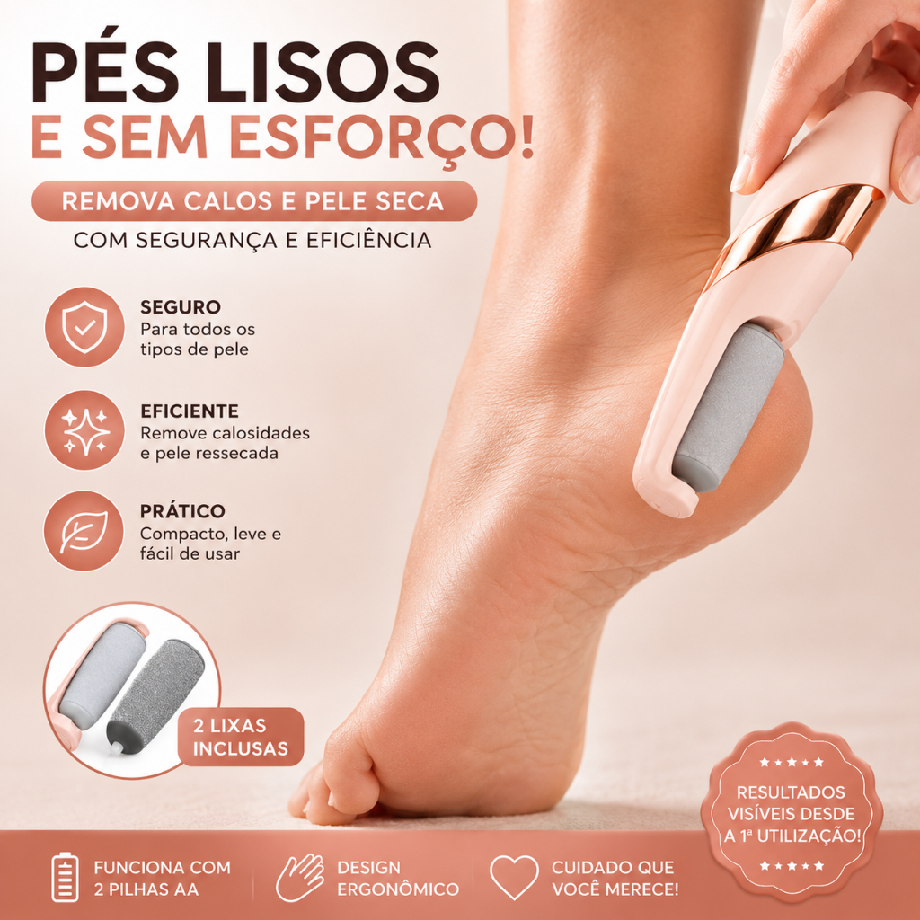 Lixador de Pé Elétrico - Esfoliador Tira Calos Pedicure Portátil