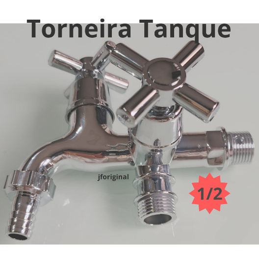 Torneira 1/2 Tanque Jardim Maquina Lavar 2 Saídas Abs Cromado todas 1/2