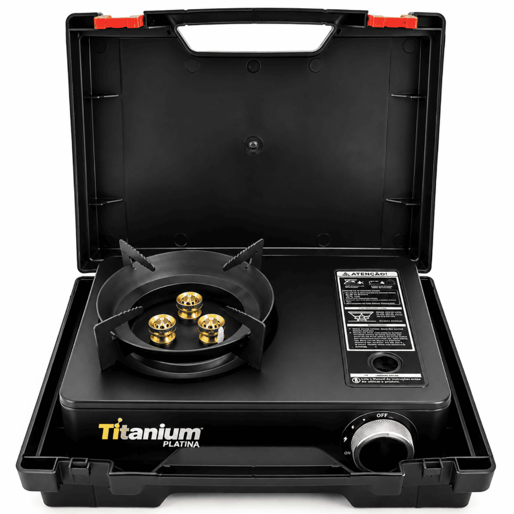 Fogareiro Portátil a Gás para Camping Cozinha Acampamento Titanium Platina