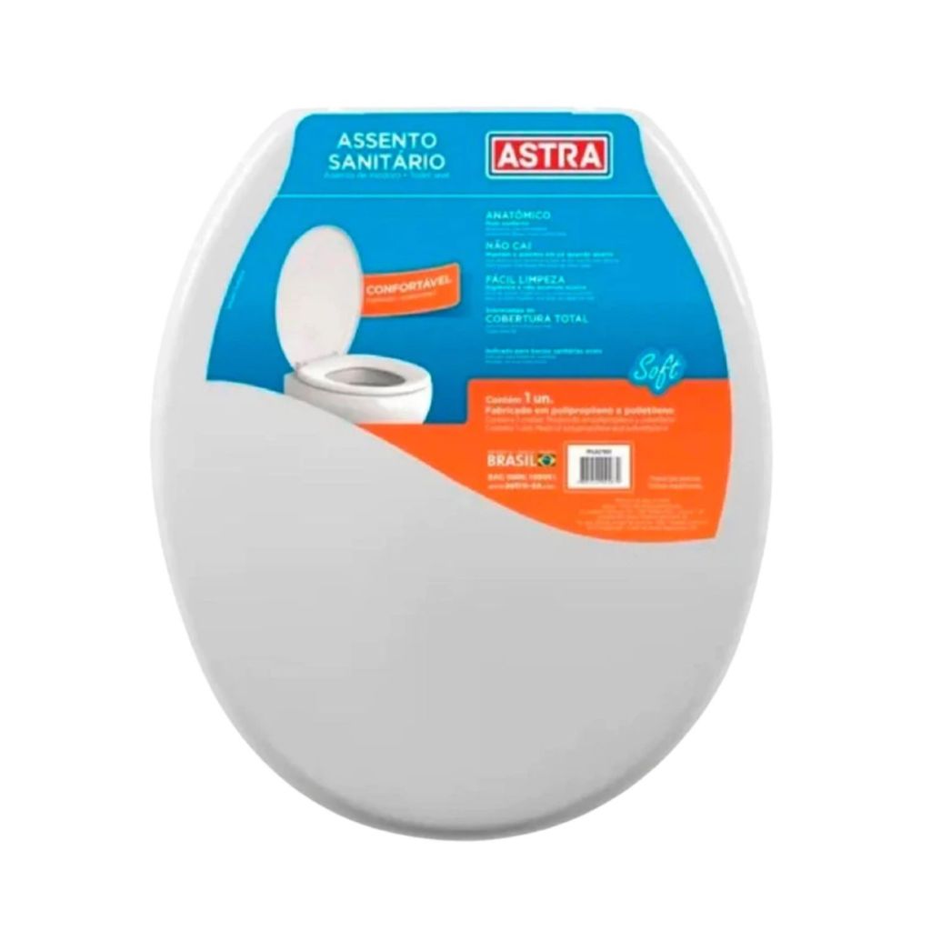 Assento Sanitário Oval Astra TPJ/AS Branco Anatômico Compatível Deca Celite Icasa com Kit Fixação
