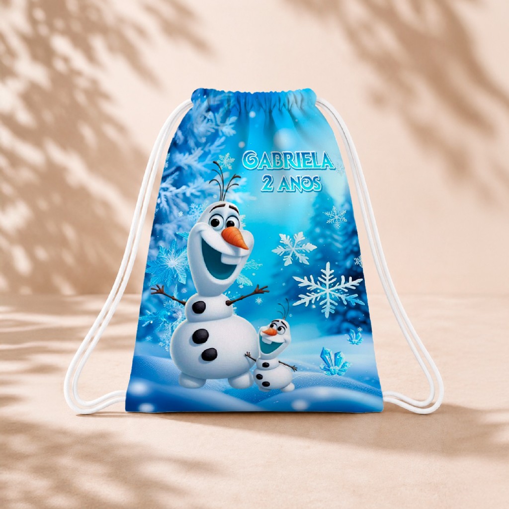 10 Mochila Personalizada Infantil 18x26 Sacolinhas Surpresa Festa Aniversário Lembrancinha Frozen Olaf